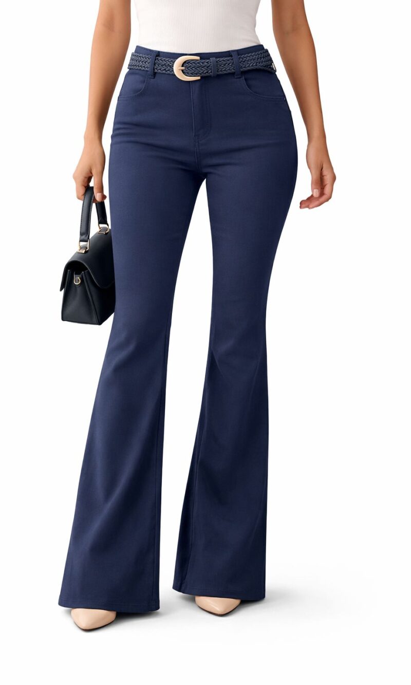 calça sarja flare rúbia azul marinho 014