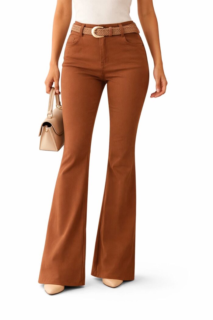 calça sarja flare rúbia caramelo 013