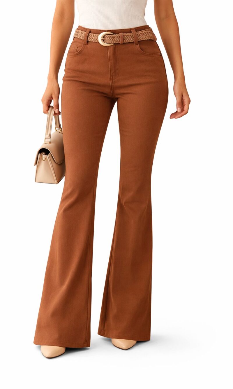 calça sarja flare rúbia caramelo 013