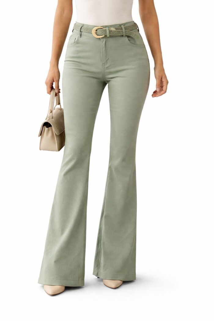 calça sarja flare rúbia verde menta 016