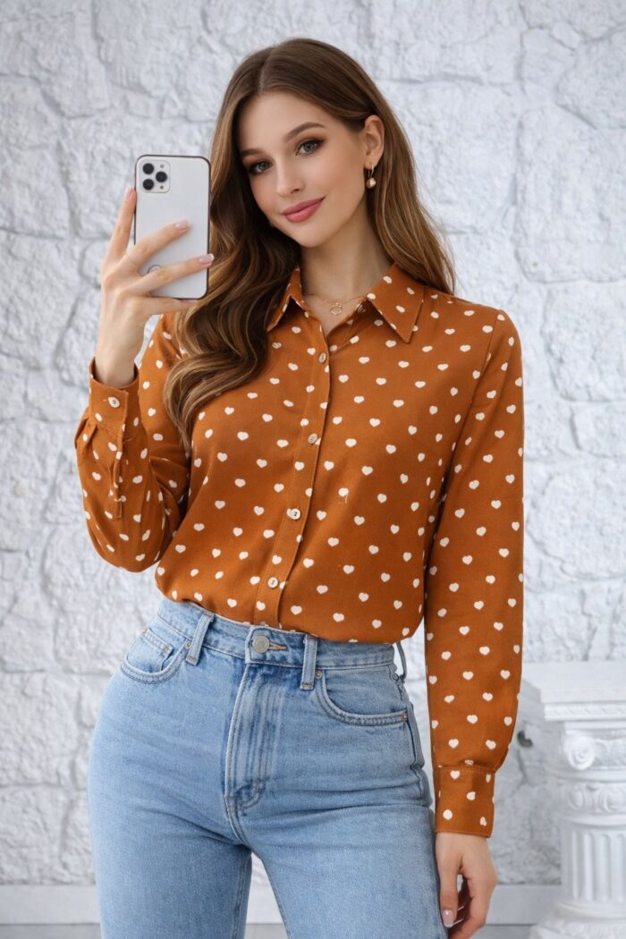 camisa coração caramelo 0131