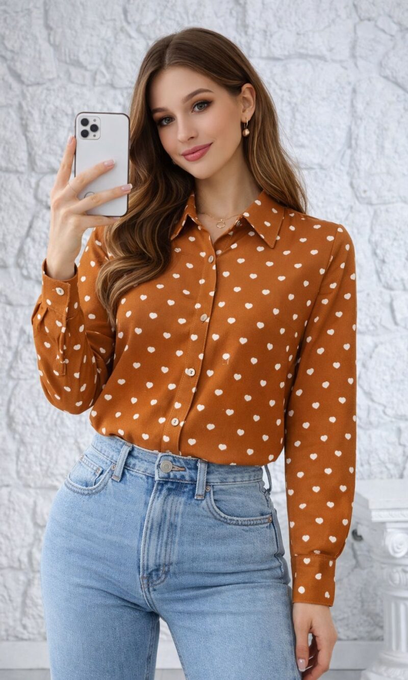 camisa coração caramelo 0131