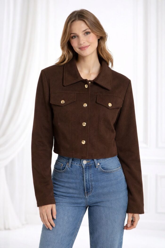 jaqueta lã batida marrom 067