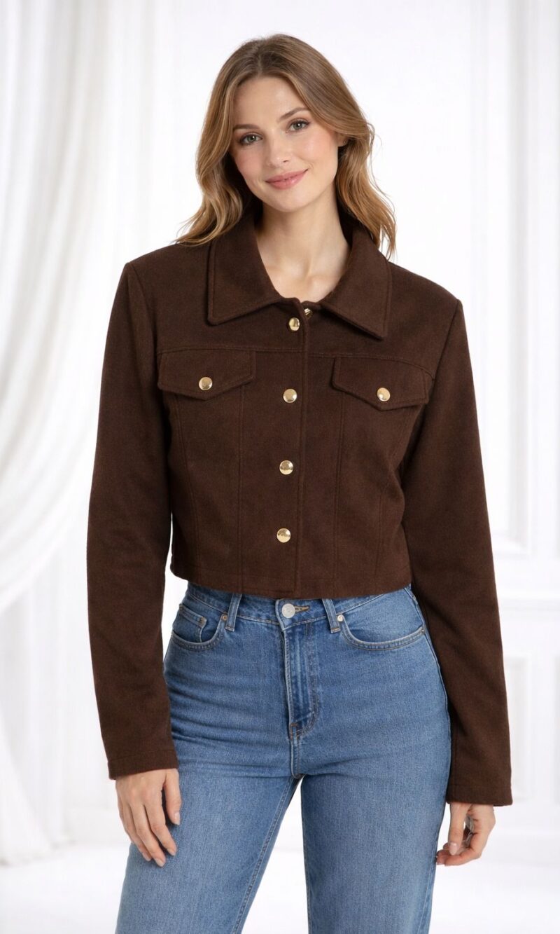 jaqueta lã batida marrom 067