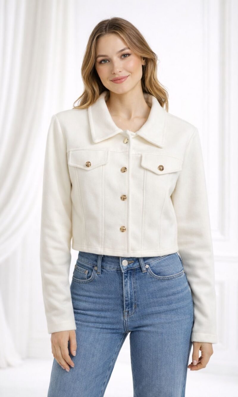 jaqueta lã batida off white 066