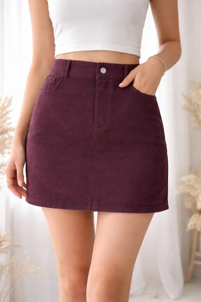 saia cotelê andrea marrom 0173