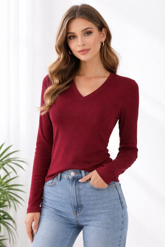 blusa peluciada gola v marsala 0197 blusa peluciada gola v marsala 0197