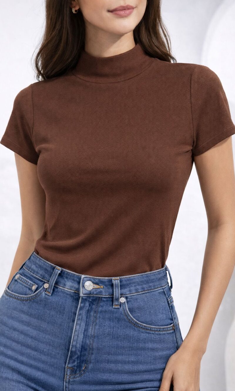 blusa canelada marrom café nanda 0218