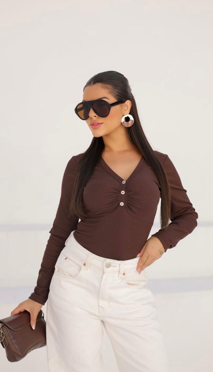 blusa peluciada marrom café karen 0249