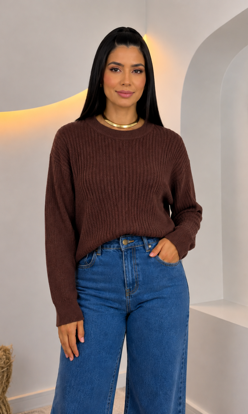 blusa modal roberta marrom 0358