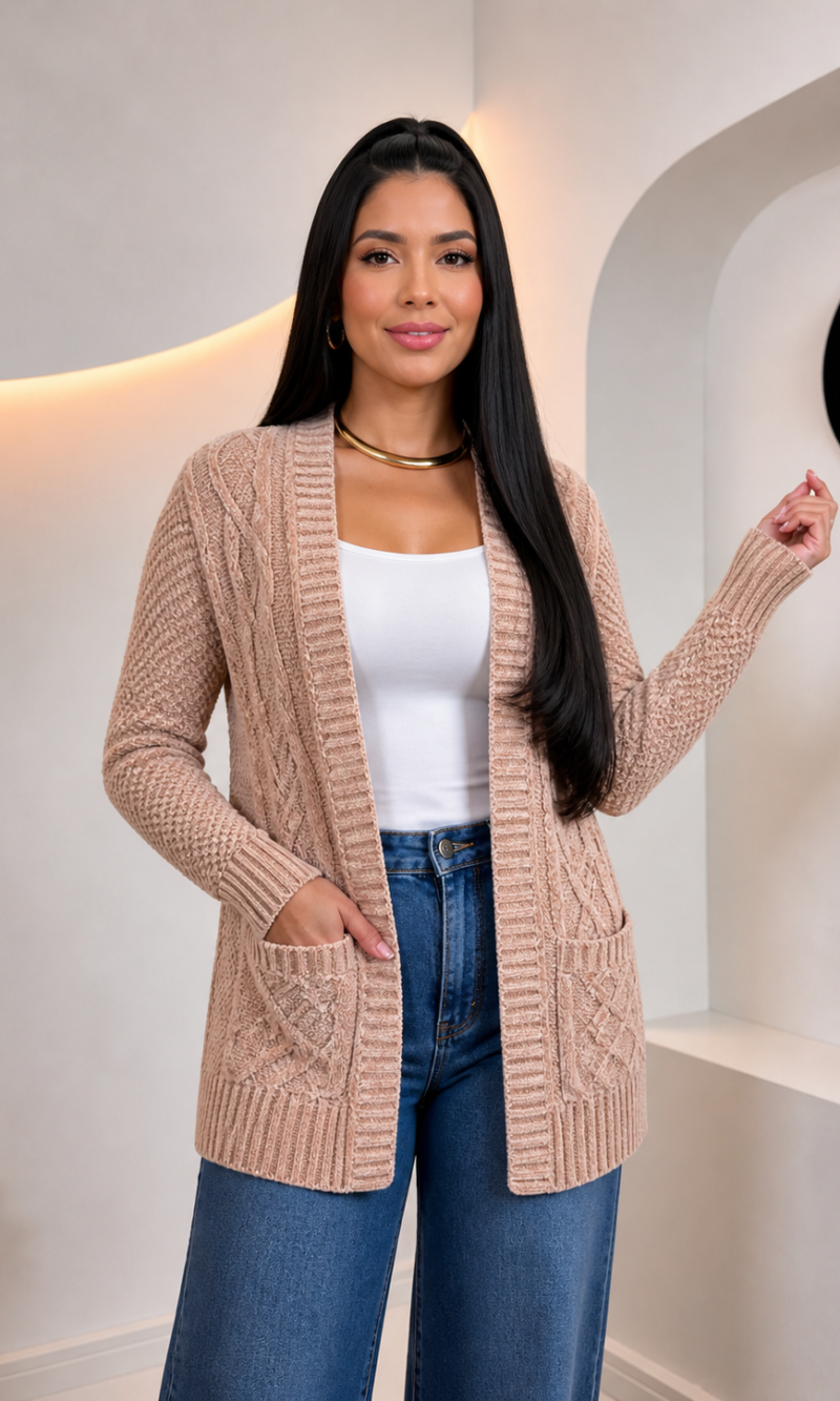 cardigan lã mousse nude 0341