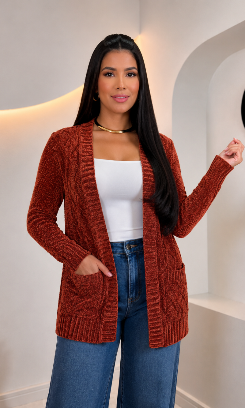 cardigan lã mousse caramelo 0339