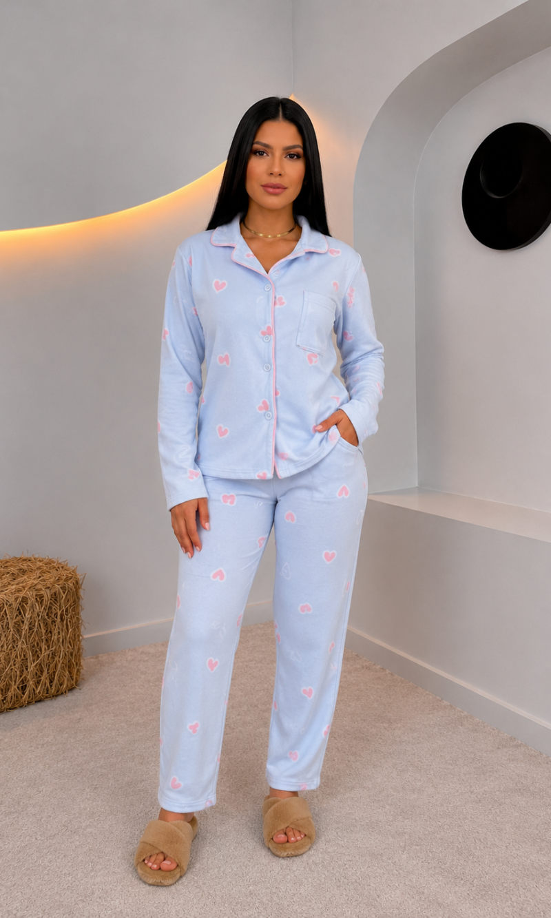 pijama plush marta azul 0367