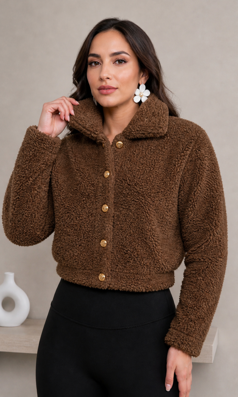 jaqueta teddy tais marrom 0302