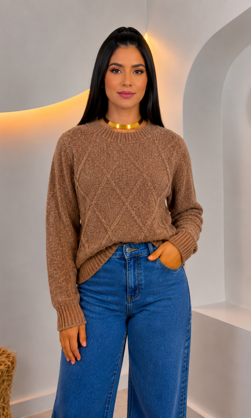 Blusa Mousse Amanda bege 0450
