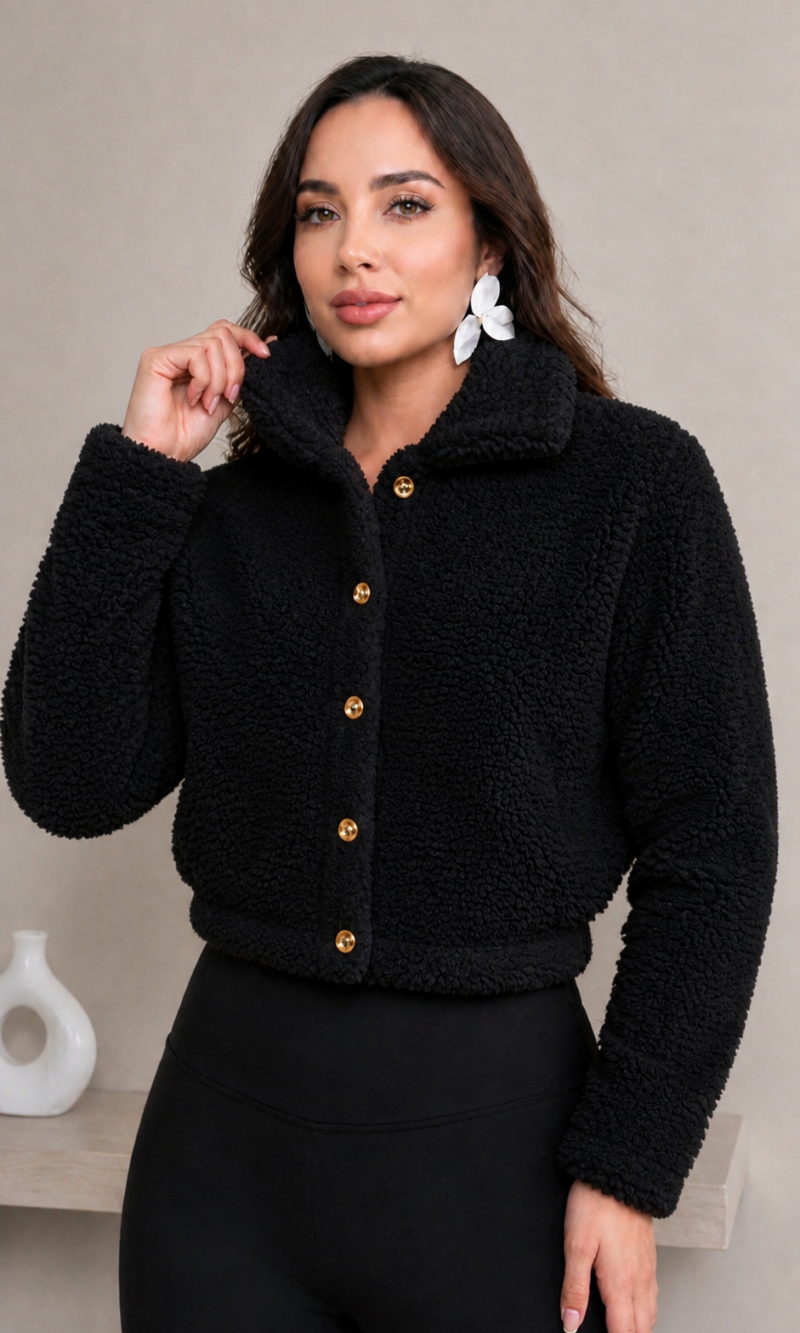 jaqueta teddy tais preta 0301