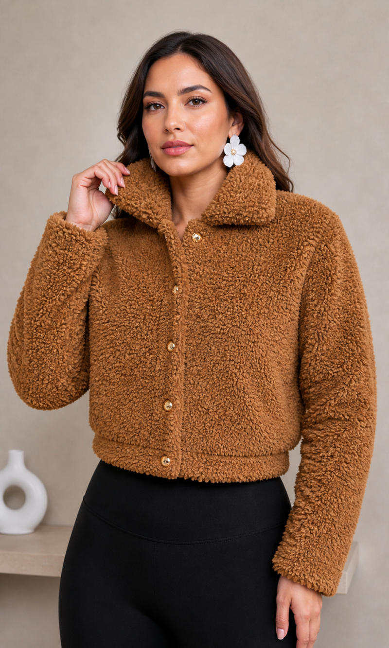 jaqueta teddy tais caramelo 0304