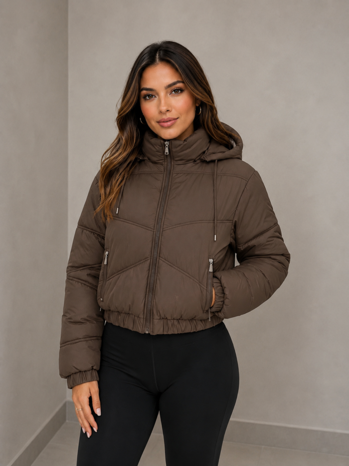 jaqueta puffer gislane marrom 0572 jaqueta puffer gislane marrom 0572