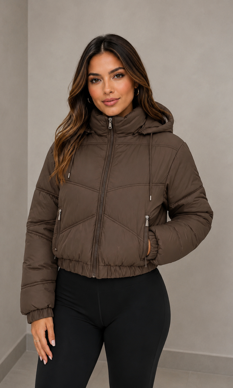 jaqueta puffer gislane marrom 0572