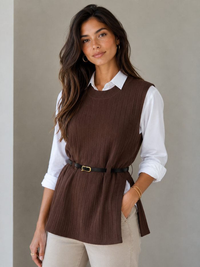 colete modal magda marrom 0546 colete modal magda marrom 0546