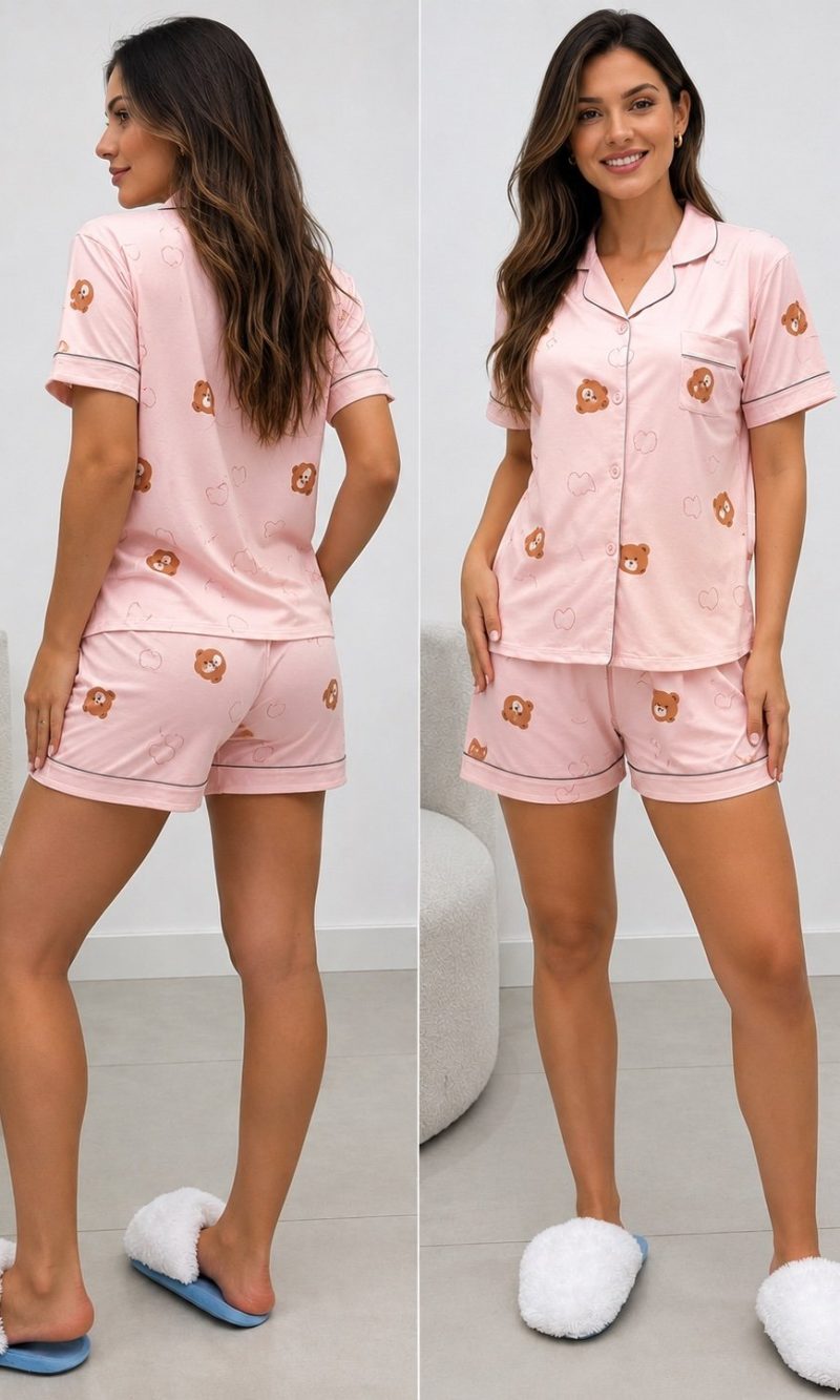 pijama urso rosa 0741